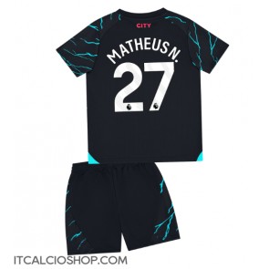 Manchester City Matheus Nunes #27 Terza Maglia Bambino 2023-24 Manica Corta (+ Pantaloni corti)